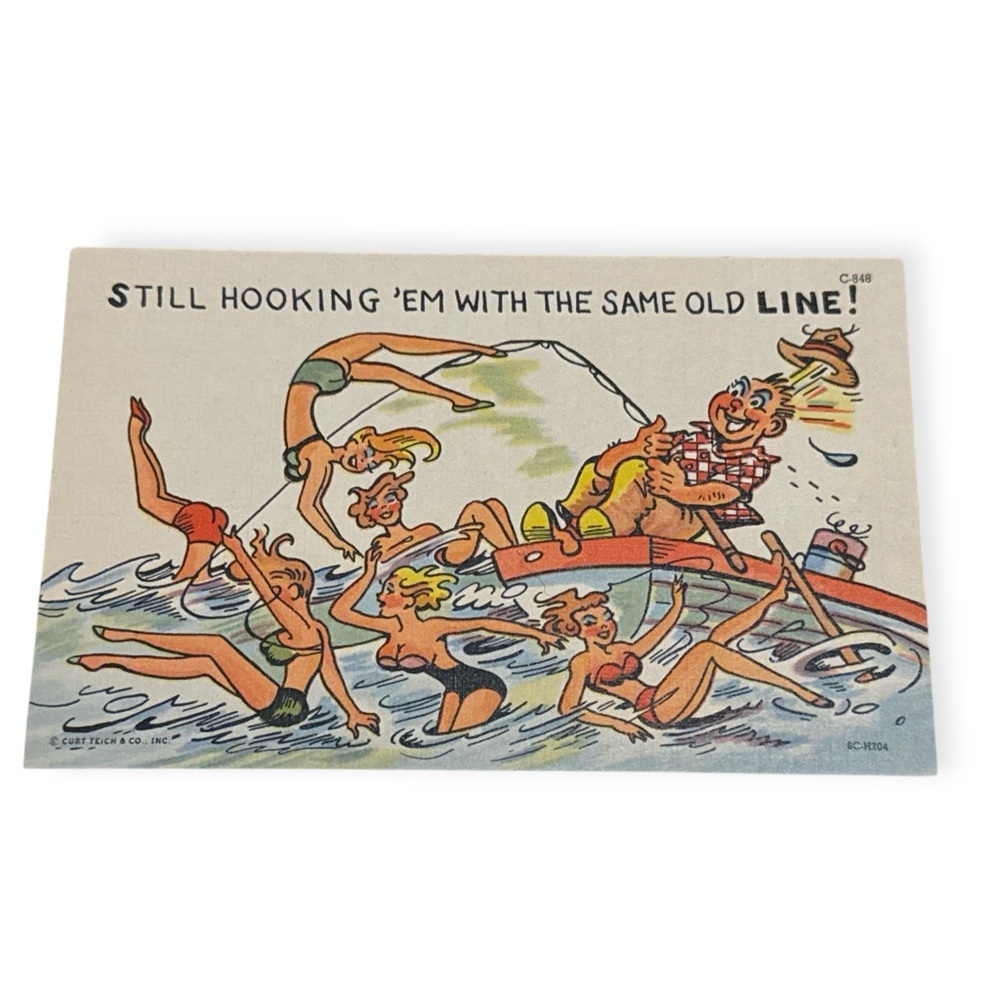 Vintage 1940’s Linen Unused Humor Postcard, Vintage Humor‎ Stationary, Gag Gift